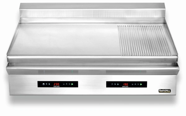 Płyta grillowa elektryczna nastawna podwójna gładko-ryflowana Zernike