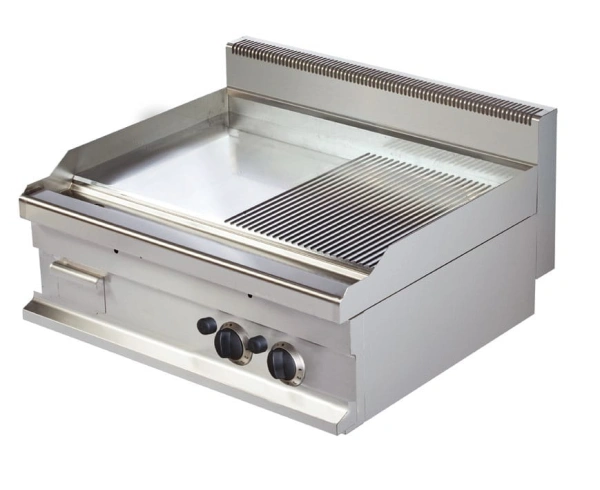Płyta grillowa gazowa nastawna chromowana 1/2 gładka 1/2 ryflowana 12 kW Płyta grillowa gazowa nastawna chromowana 1/2 gładka 1/2 ryflowana 12 kW