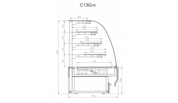 Witryna chłodnicza cukiernicza z giętą szybą, głębokość 930 mm, oświetlenie LED | COLD CARMELLO C Gn Witryna chłodnicza cukiernicza z giętą szybą, głębokość 930 mm, oświetlenie LED | COLD CARMELLO C Gn