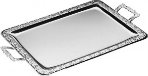 Taca bankietowa z uchwytami i rantem dekoracyjnym - 600x360 mm, stalowa