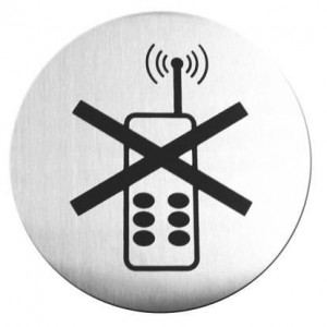 Tabliczka informacyjna samoprzylepna - zakaz używania telefonów komórkowych | Hendi 663653