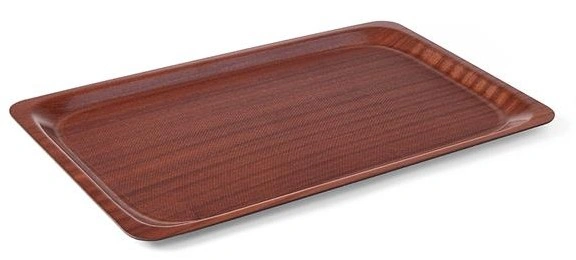 Taca antypoślizgowa drewniana - prostokątna GN 1/1 | Hendi 507216