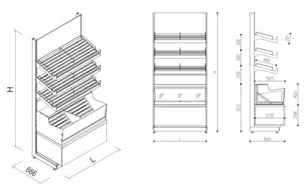 Regał piekarniczy z półkami drewnianymi | KSYLOS