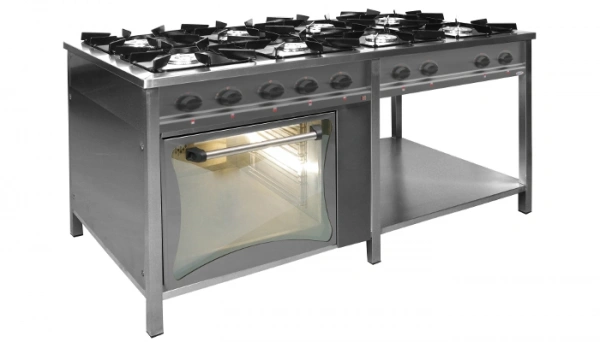 Trzon gastronomiczny ośmiopalnikowy gazowy z piekarnikiem gazowym