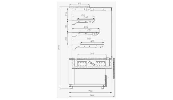 Chłodząca witryna cukiernicza, szklana z prostą szybą | COLD MALAGA C PN-w