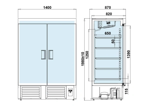 Szafa chłodnicza z wzmocnionymi półkami, drzwi pełne | IGLOO OLA P GASTRO