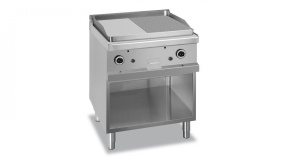  PŁYTA GRILLOWA NA PODSTAWIE Z TRZECH STRON ZAMKNIĘTEJ – GAZOWA 1/2 gładka + 1/2 ryflowana