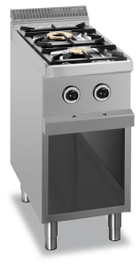  Kuchnia gazowa na podstawie z trzech stron zamkniętej linia 700 2-palnikowa
