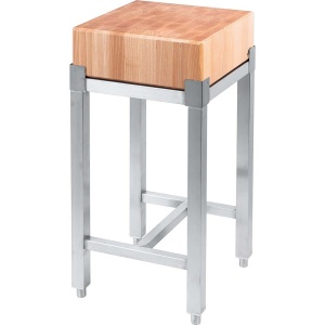 Kloc masarski drewniany 400x500x800 mm na podstawie ze stali nierdzewnej