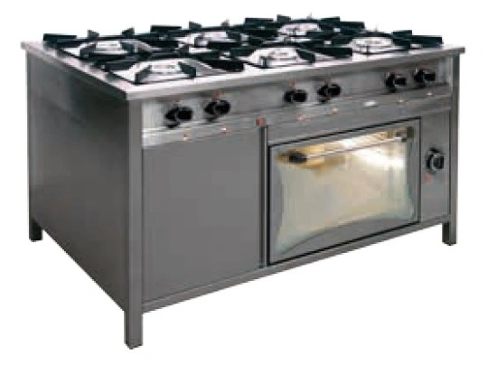 Trzon gastronomiczny sześciopalnikowy gazowy z piekarnikiem elektrycznym