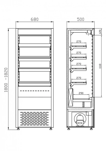 Regał chłodniczy 600x600mm | Cebeas NAOS