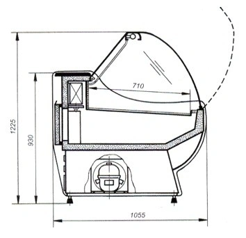 Lada chłodnicza z giętą szybą, głębokość 1055mm | COLD RODA W G