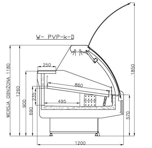 Lada chłodnicza z podnoszoną szybą frontową i komorami | drewniana obudowa | głębokość 1200mm | COLD MODENA W PVP k D Lada chłodnicza z podnoszoną szybą frontową i komorami | drewniana obudowa | głębokość 1200mm | COLD MODENA W PVP k D