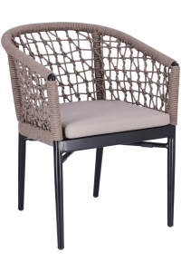 Fotel pleciony szary z poduszką | Go In Treccia