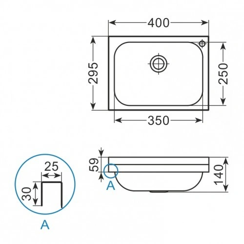 Umywalka z otworem Ø22 mm KZ-R (FI22)