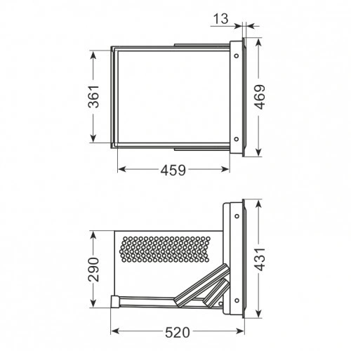 Szuflada pojedyncza o głębokości 520 mm wysokość 431 mm stal nierdzewna | DF-AK13