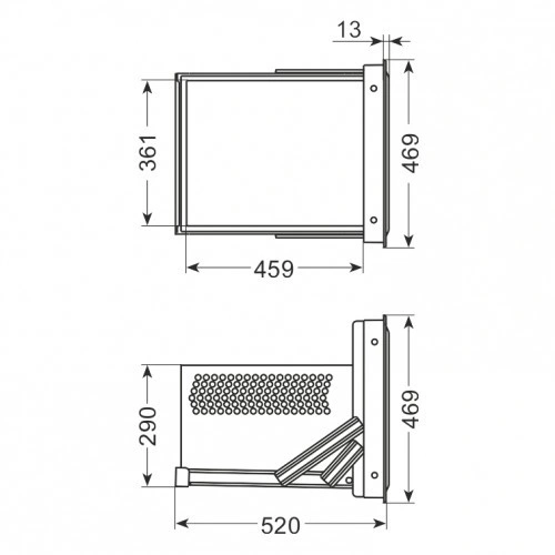 Szuflada pojedyncza o głębokości 520 mm wysokość 469 mm stal nierdzewna | DF-AK14