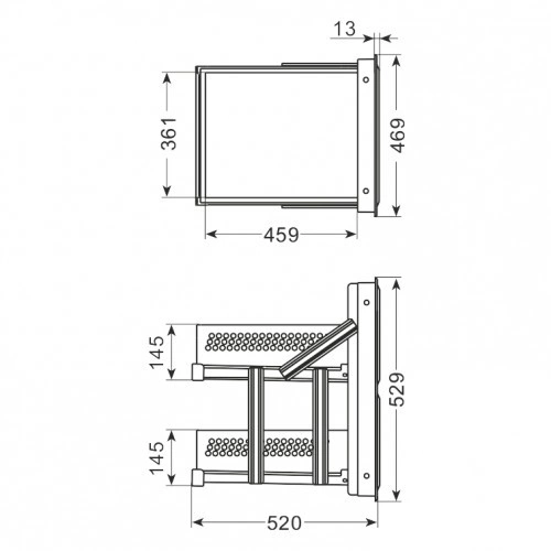 Szuflada podwójna o głębokości 520 mm wysokość 529 mm stal nierdzewna | DF-AM12