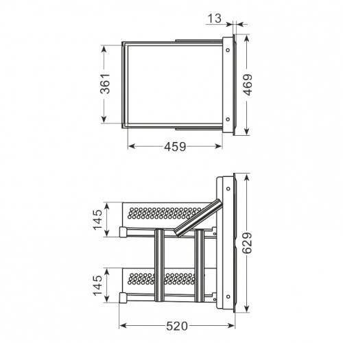 Szuflada podwójna o głębokości 520 mm wysokość 629 mm stal nierdzewna | DF-AM13