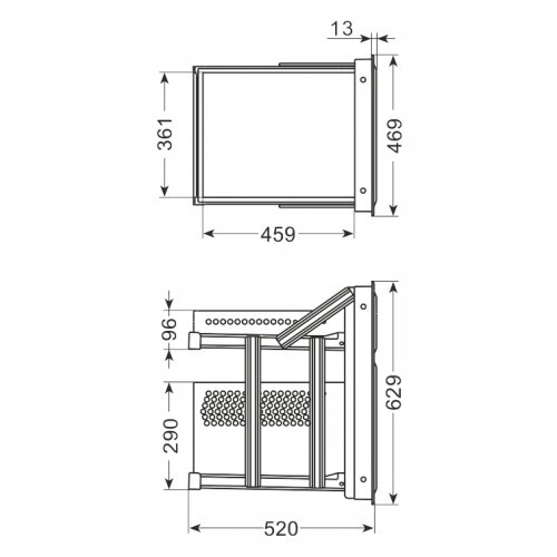 Szuflada podwójna o głębokości 520 mm wysokość 629 mm stal nierdzewna | DF-AM11