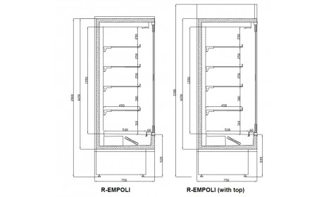 Zamknięty regał chłodniczy ze otwieranymi drzwiami, głębokość 750 mm | COLD EMPOLI R