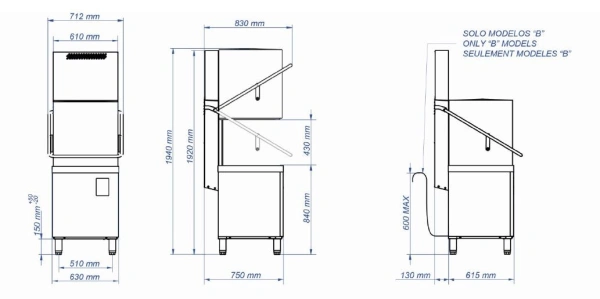 Zmywarka kapturowa sterowana elektronicznie | kosz 500x500 mm | 9 kW | 400 V | FAGOR AD-125