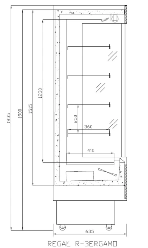 Regał chłodniczy otwarty z roletą nocną, głębokość 635 mm | COLD BERGAMO R