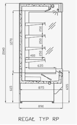 Otwarty regał chłodniczy z roletą nocną, głębokość 890 mm | COLD PRAGA R P