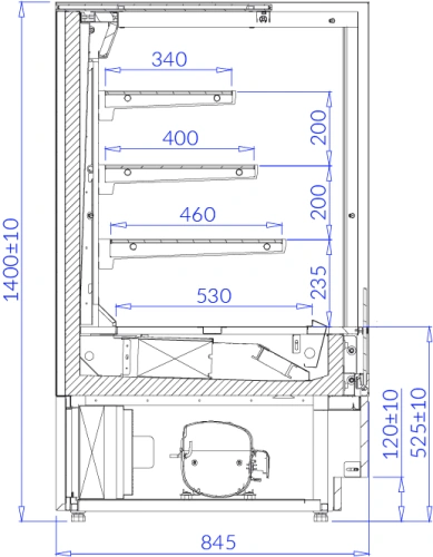 Otwarta witryna cukiernicza przeszklona | IGLOO CUBE 2 OPEN