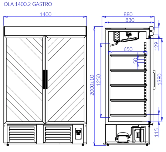 Szafa chłodnicza, wzmocnione półki | IGLOO OLA 2 GASTRO