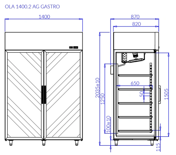 Szafa chłodnicza, wzmocnione półki | IGLOO OLA 2 GASTRO