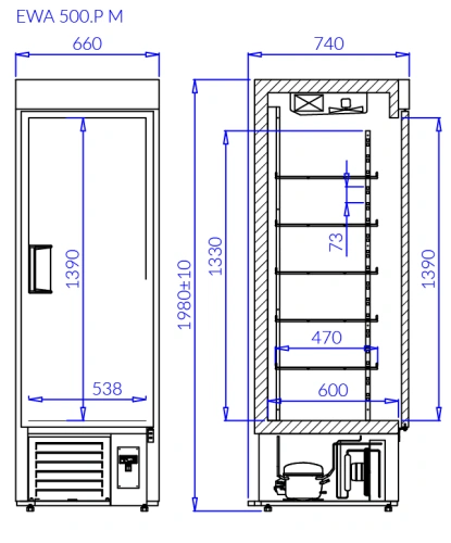 Szafa mroźnicza, pełne drzwi | IGLOO EWA P M