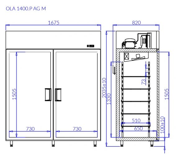 Szafa mroźnicza z pełnymi drzwiami, wbudowany agregat | IGLOO OLA P M Szafa mroźnicza z pełnymi drzwiami, wbudowany agregat | IGLOO OLA P M