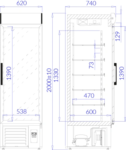 Szafa chłodnicza na napoje przeszklona, czarna, wąska | IGLOO EWA 1 NAP