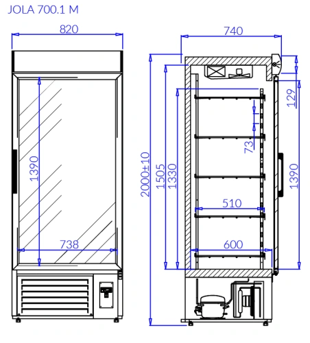 Szafa mroźnicza przeszklona, samodomykająca | IGLOO JOLA 1 M