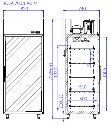 Szafa mroźnicza przeszklona, samodomykająca | IGLOO JOLA 1 M