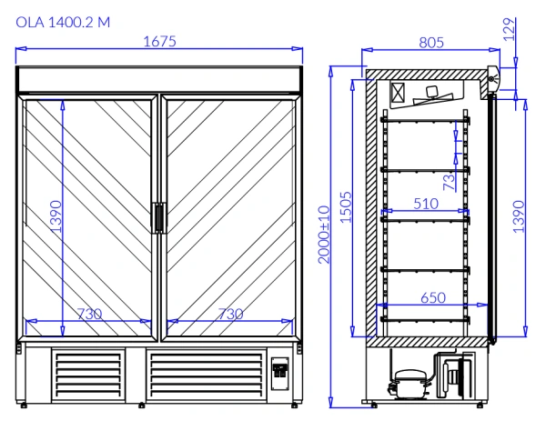 Szafa mroźnicza przeszklona | IGLOO OLA 2 M
