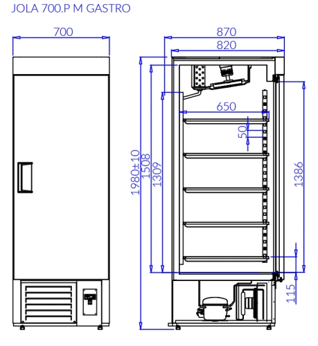Szafa mroźnicza, wzmocnione półki, drzwi pełne | IGLOO JOLA P M GASTRO
