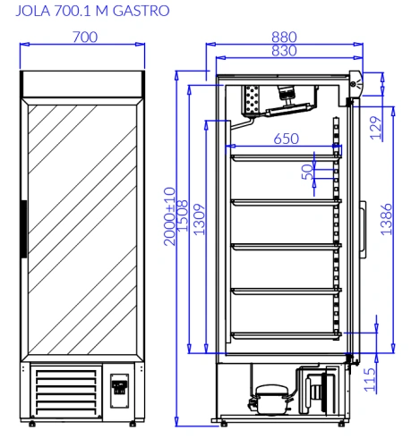 Szafa mroźnicza, wzmocnione półki | IGLOO JOLA 1 M GASTRO