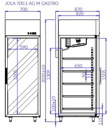 Szafa mroźnicza, wzmocnione półki | IGLOO JOLA 1 M GASTRO