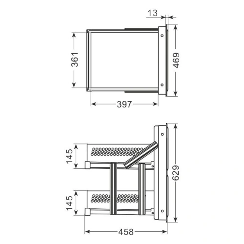 Szuflada podwójna o głębokości 458 mm wysokość 629 mm stal nierdzewna | DF-AM13C