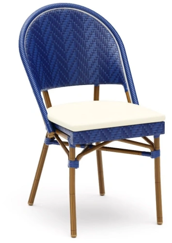 Krzesło plecione we wzory niebieskie z poduszką | Go In Mezzo