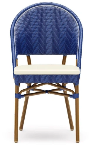 Krzesło plecione we wzory niebieskie z poduszką | Go In Mezzo